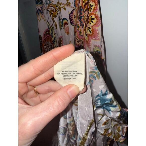 Kachel Anthropologie Pink Floral Flutter Sleeve Slip Dress Sz 6 N - Picture 7 of 10